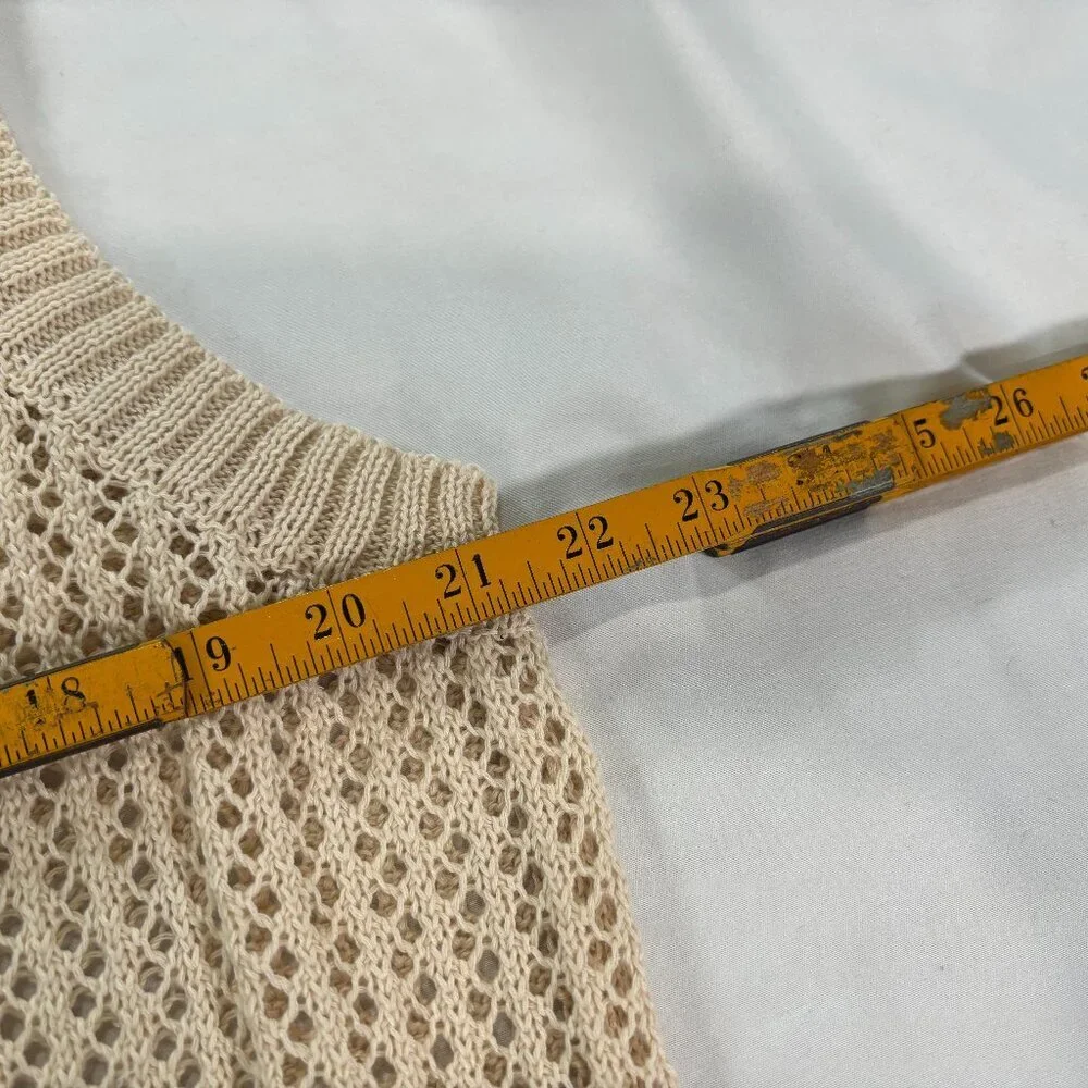 Beige crochet knit vest sweater Large Lot N - Picture 4 of 4